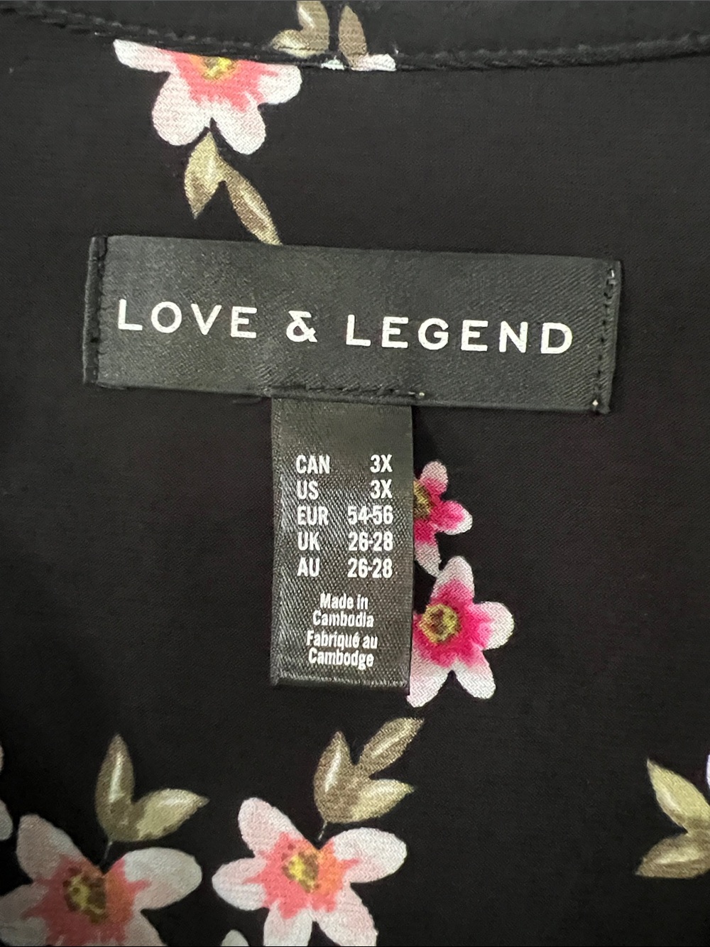 Love & Legend Black Sleeveless Midi Dress with Pink Floral Print - Picture 2 of 6